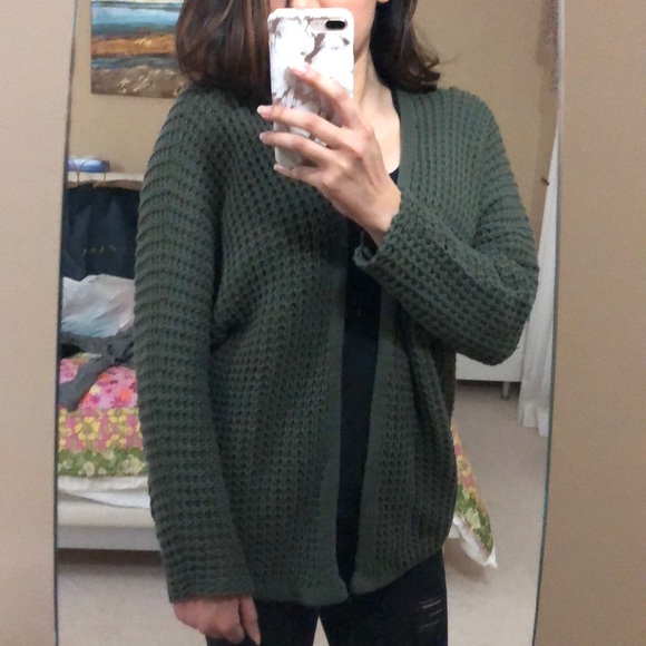 Army Green Warm Cardigan - Picture 5 of 6